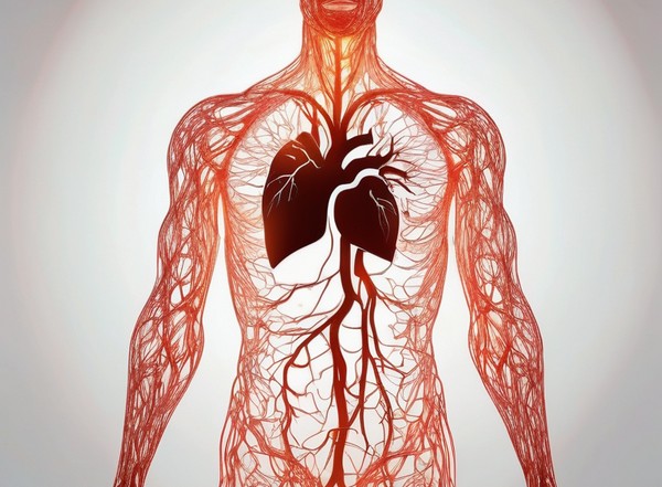 a human body with veins and heart