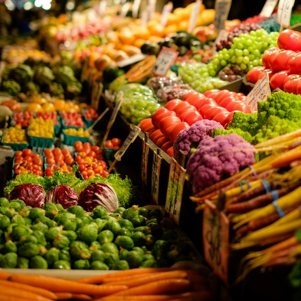 vegetables in a market
